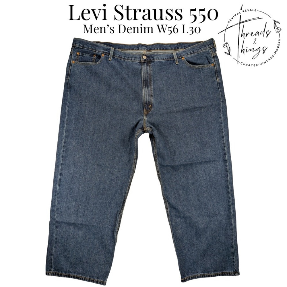 Levi's 550 Jeans Mens W56 L30 Blue Denim BIG Cotton Relaxed Classic Straight EUC